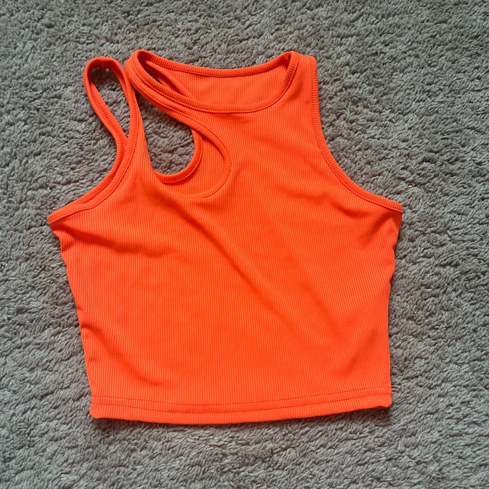 Orange cut out shirt